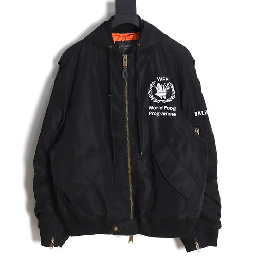 BLCGBalenciaga 23FW WFP World Food Agency Bomber silhouette con cappuccio in cotone