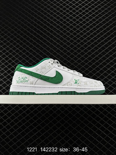 6 Nk SB Dunk Low LV cobranded Green Night Elf Sneakers casual basse personalizzate di fascia alta DD