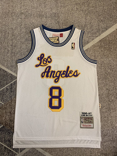Lakers No. 8 Kobe Bryant Retro White LOS Los Angeles Basketball Jersey