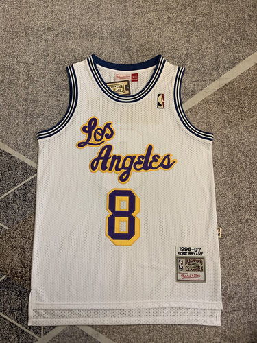 Maglia da basket LOS Los Angeles retrò bianca dei Lakers n. 8 Kobe Bryant