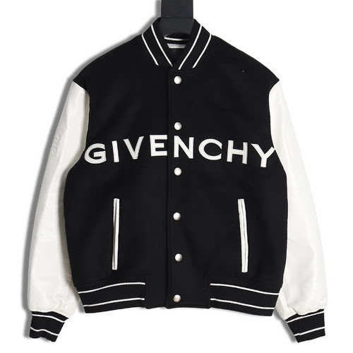 Giacca da baseball con maniche in pelle GVCGivenchy 22FW interamente in lana