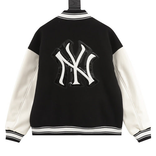 Giacca da baseball patchwork con logo MLB ricamato