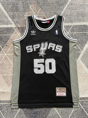 Maglia da basket nera Spurs No 50 Robinson Clover