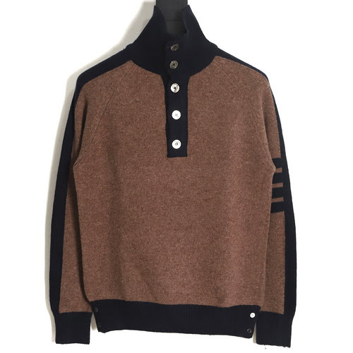 Maglione con revers in lana color block TB 23FW