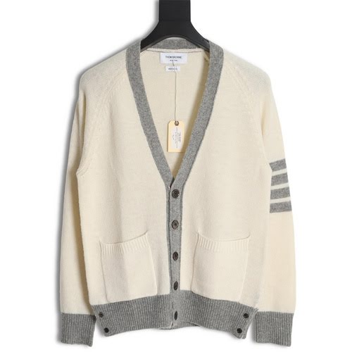 Maglione cardigan in lana color block TB 23FW