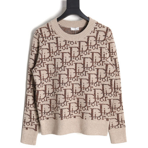 Maglia girocollo in jacquard con stampa CD Dior 23FW all over