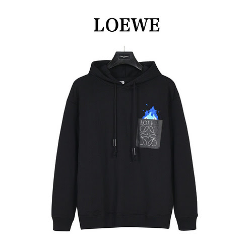 Felpa con cappuccio e tasca in pelle ricamata con fiamme di Loewe x Howls Moving Castle