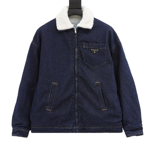 Giacca Prada con revers in denim lambswool