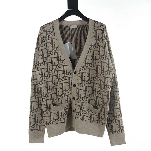 Maglia cardigan in jacquard con stampa all over Dior CD 23FW