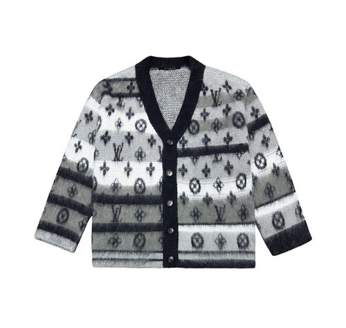 Giacca cardigan in mohair a righe con stampa presbiopia LVLouis Vuitton 23Fw