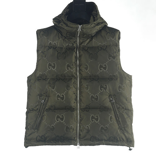 Gilet in piumino jacquard Gucci GUC 23FW con motivo GG grande scuro