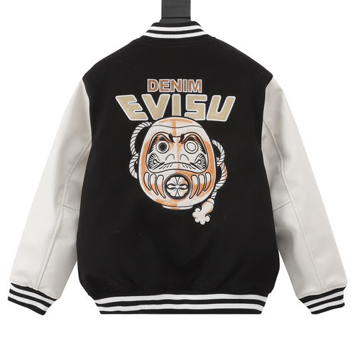 Giacca da baseball in cotone evisu 24fw completamente ricamata