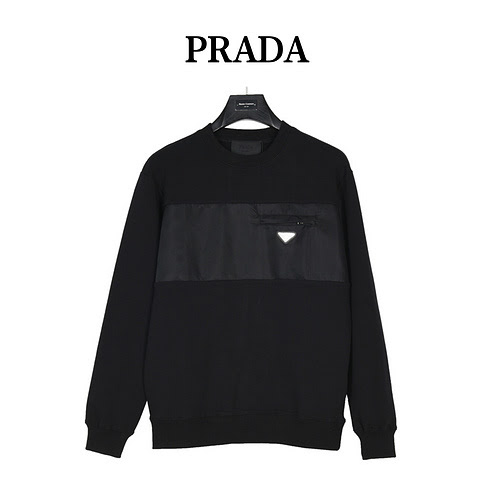 Felpa girocollo con cerniera patchwork Prada 23ss