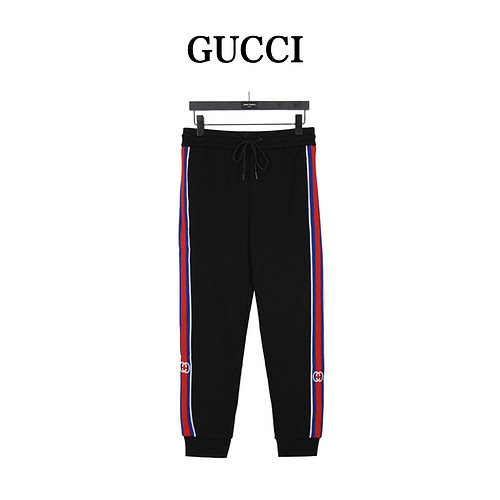 GucciPantaloni colorblocking in fettuccia a righe a righe tricolori Gucci 23Fw Double G