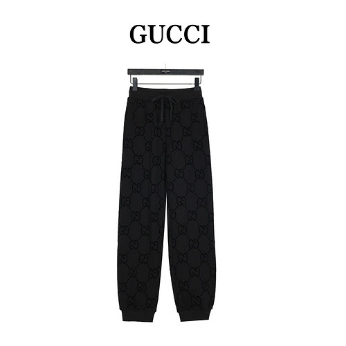 GucciPantaloni Gucci 23Fw in cotone floccato con motivo full GG scuro