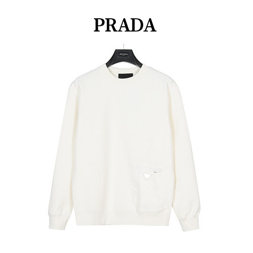 PradaFelpa girocollo Prada 23Fw con tasca logo triangolo