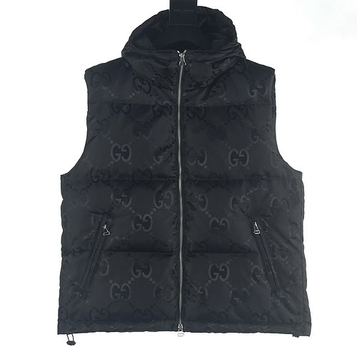 Gilet in piumino jacquard Gucci GUC 23FW con motivo GG grande scuro