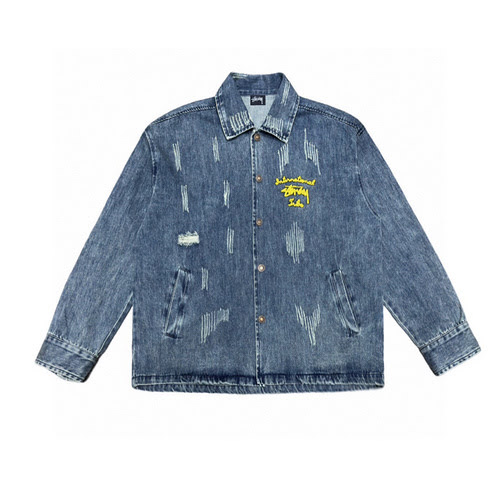 StussyStuxi giacca in denim vecchio lavato e ricamato