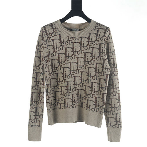 Maglia Dior CD 23FW girocollo in jacquard con stampa all over