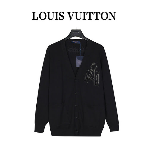 Maglione cardigan ricamato con perline con personaggio LVLouis Vuitton 23Fw