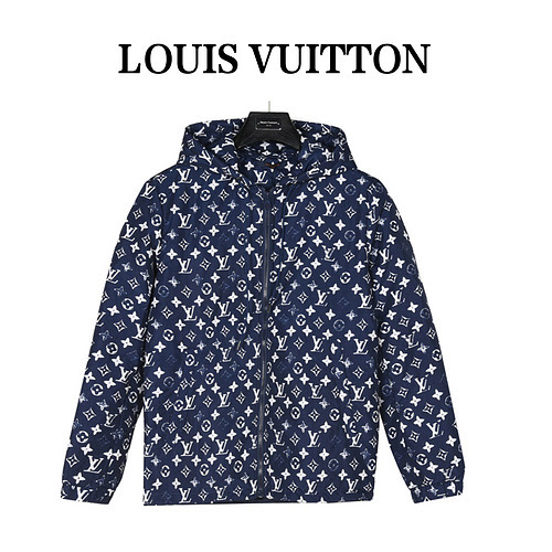 Cappotto in cotone con cappuccio presbiopia con stampa all-over di LVLouis Vuitton