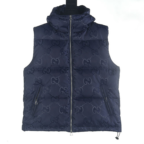 Gilet in piumino jacquard Gucci GUC 23FW con motivo GG grande scuro