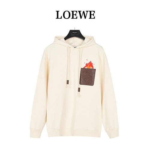 Felpa con cappuccio e tasca in pelle ricamata con fiamme di Loewe x Howls Moving Castle