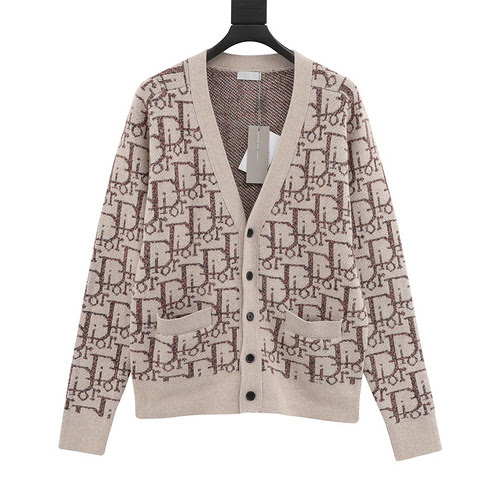 CD 23FW Maglia cardigan jacquard con stampa all over