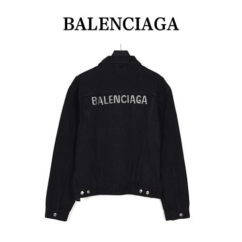 Giubbotto in denim BLCGBalenciaga 23ss con logo a diamante sul retro