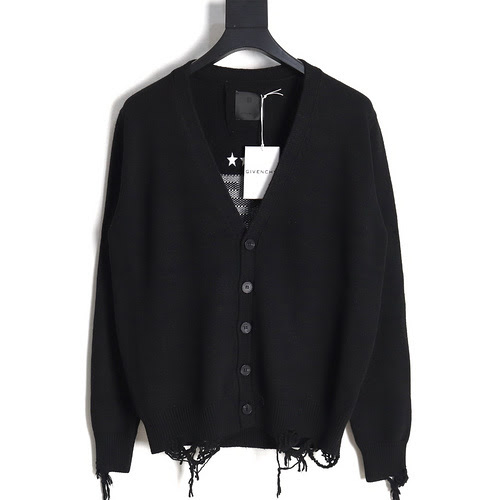 Maglione cardigan lavorato a maglia ricamato a quattro stelle GVC Givenchy 23FW