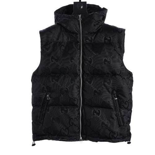 Gilet in piumino jacquard con motivo GG grande scuro