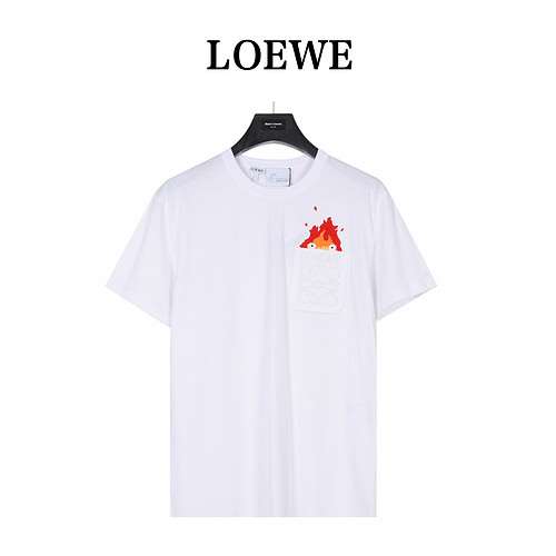 T-shirt a maniche corte con ricamo a tasca limitata LoeweLuo Yiwei 23ss Totoro