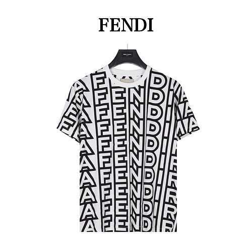 FendiTshirt a maniche corte con lettera fullprint in bianco e nero di FendiFendi 23ss