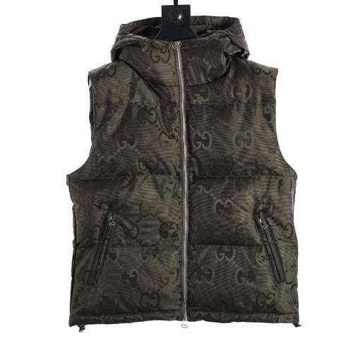 Gilet in piumino jacquard con motivo GG grande scuro