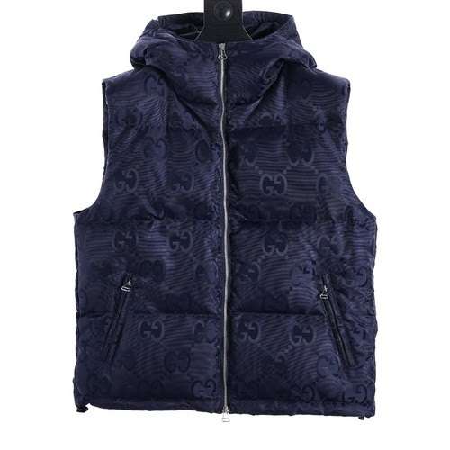 Gilet in piumino jacquard con motivo GG grande scuro