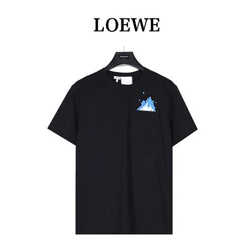 T-shirt a maniche corte con ricamo a tasca limitata LoeweLuo Yiwei 23ss Totoro