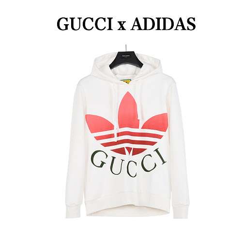 Felpa con cappuccio con stampa trifoglio congiunto Gucci e Adidas 22Fw