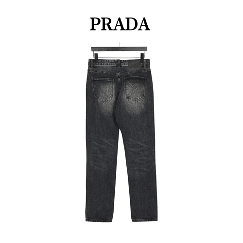 PradaJeans Prada 23Fw con logo a triangolo in rilievo lavato a rilievo