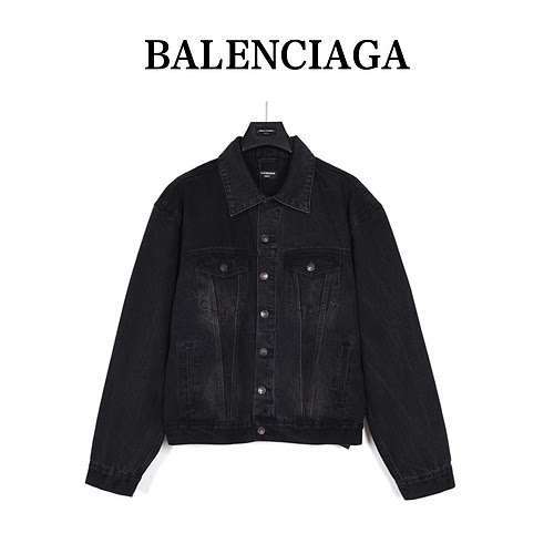 BLCGBalenciaga 23ss Double B giacca in denim con stampa graffiti dipinta a mano