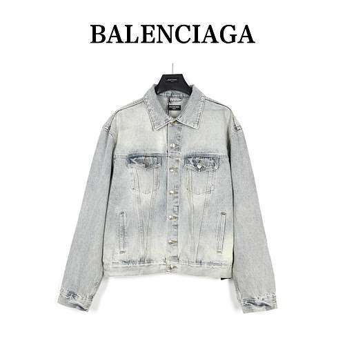 BLCGBalenciaga 23ss Double B giacca in denim con stampa graffiti dipinta a mano