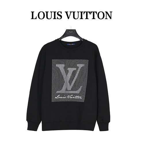 Felpa girocollo LVLouis Vuitton 23Fw con logo grande sfumato ricamato in corda