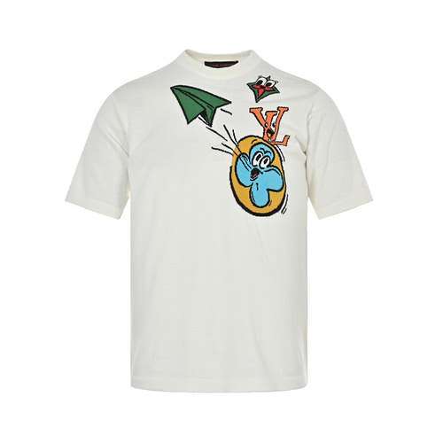 LVLouis Vuitton cartoon piccolo aeroplano lavorato a maniche corte in maglia jacquard