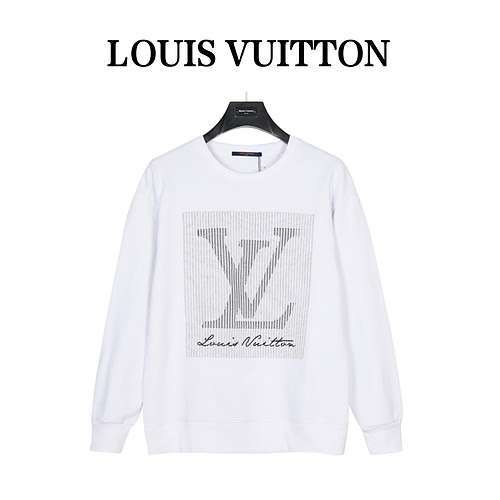 Felpa girocollo LVLouis Vuitton 23Fw con logo grande sfumato ricamato in corda