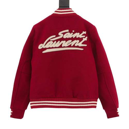 Giacca da baseball firmata SLPSaint Laurent con firma sul retro