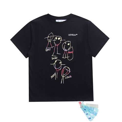 OFFWHITE T-shirt a maniche corte con stampa di personaggi dei cartoni animati arcobaleno 23ss