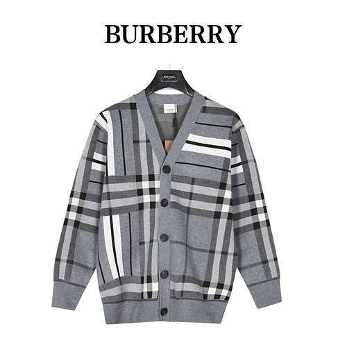 Maglione cardigan in maglia a righe scozzesi BBR Burberry 23Fw