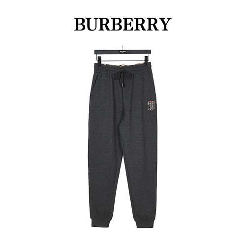 Pantaloni BBR Burberry 23Fw TB con patch scozzese tridimensionale in maglia di cotone ricamata