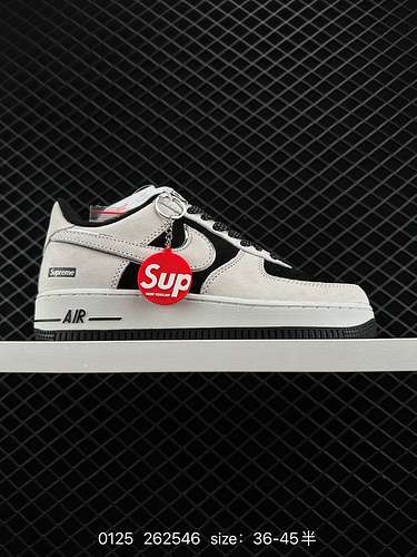 23 Nike Air Force Low 7 x Supreme Pelle scamosciata grigia e nera Ultimo originale e cartone origina