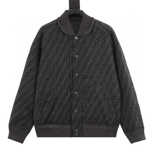 FENDI Bomber in lana double face Fendi FD 22FW allover jacquard FF