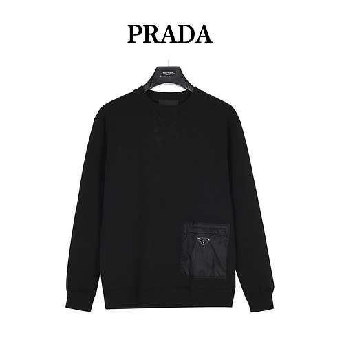 PradaFelpa girocollo Prada 23Fw con tasca logo triangolo